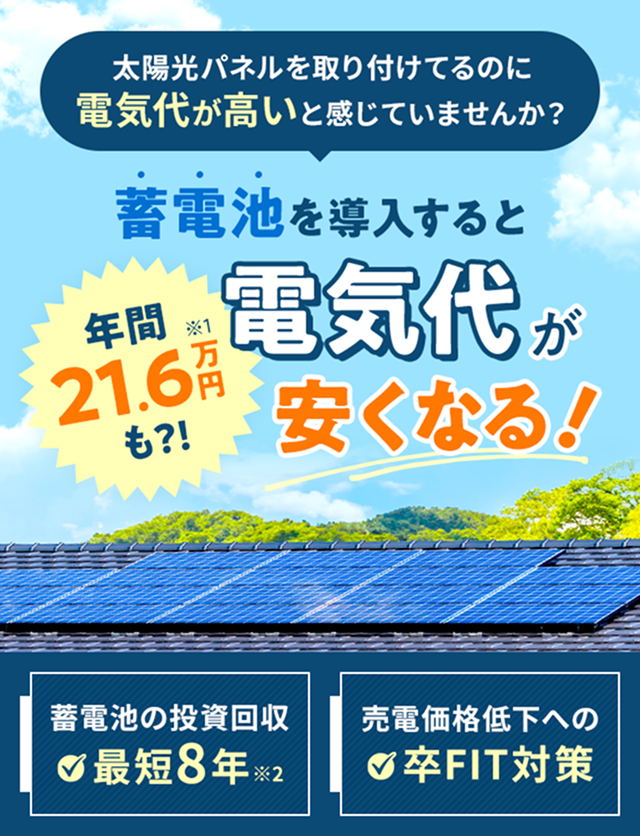 蓄電池を導入すると電気代が安くなる！